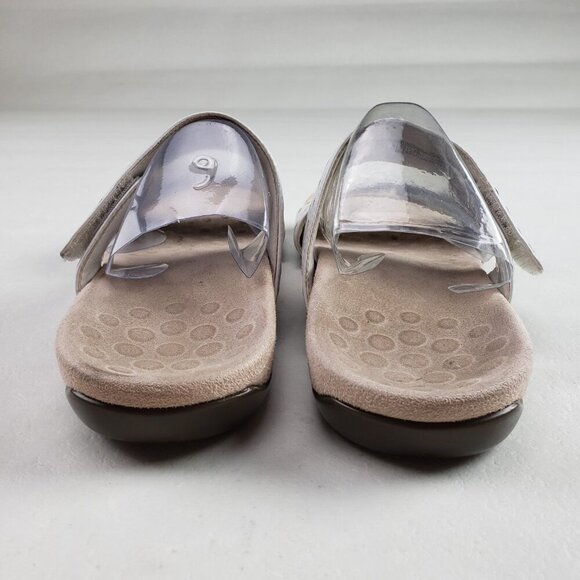 Vionic Randi Strappy Leather Sandal Womens 10 White Slide Adjustable Slip On - Picture 9 of 11